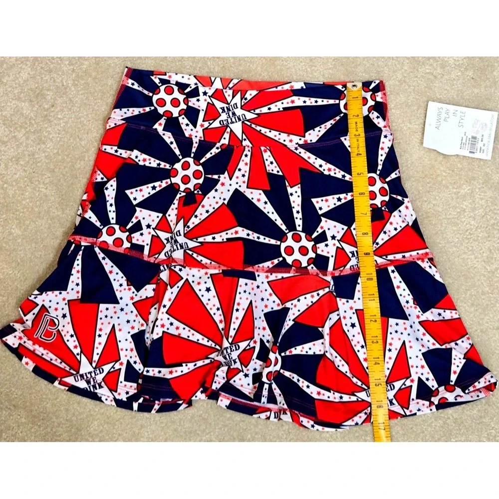 Pickleball Bella Drop Pleat Skort Women's 2 Red/White/Blue NWT